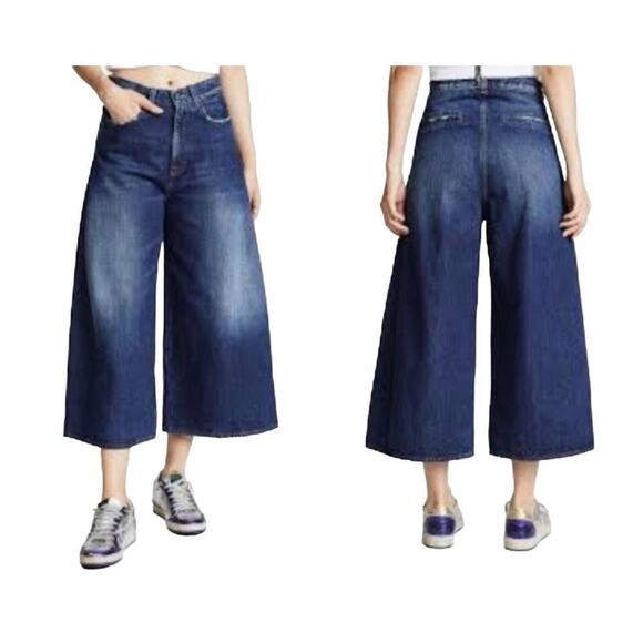 PRPS Women's Gaucho Cropped Wide Leg Jeans Dark Wash 100% Cotton‎ Size 26 New